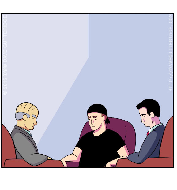 Panel 3 of a comic about negotiations at a bank in Japan.