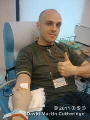 Me giving blood at the Red Cross.
